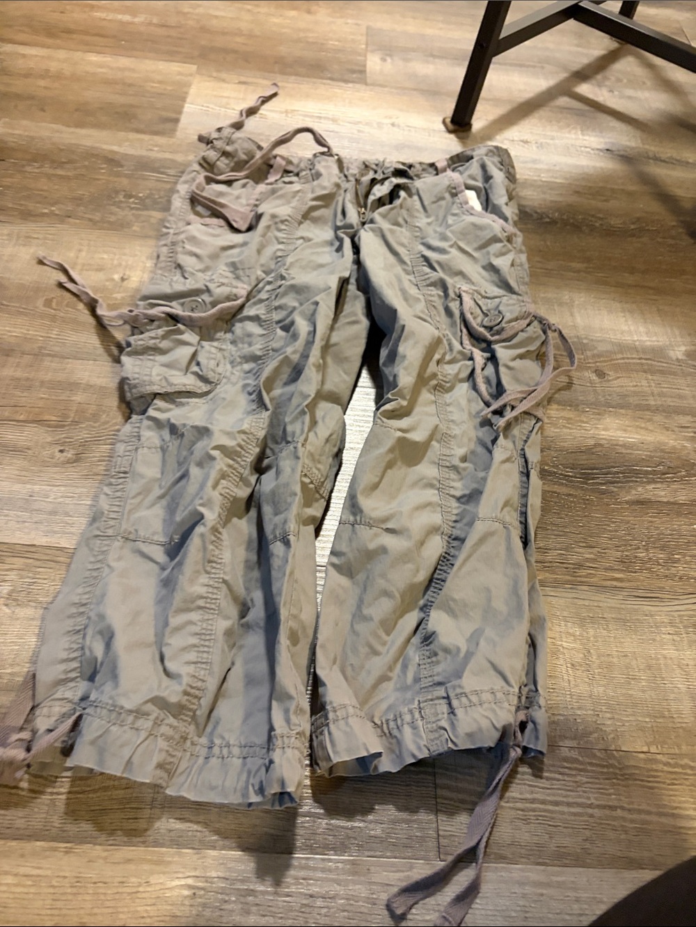 Casual Drawstring Cargo Pants in Light Khaki
